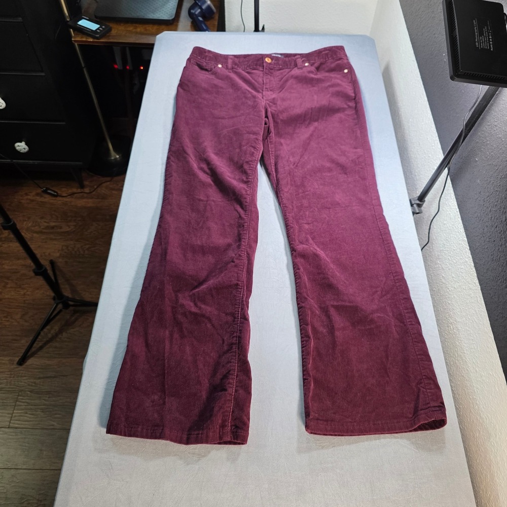 Lands‎ End Fit 2 Burgundy Corduroy Pants Womens Size 12 Straight Leg Stretch - Picture 2 of 9